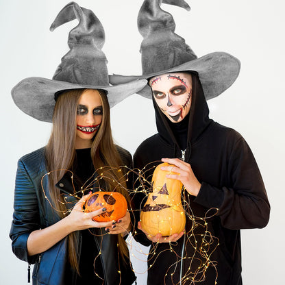 JenPen 2 Pcs Large Halloween Witch Hat Women Velvet Ruched Wide Gray One Size