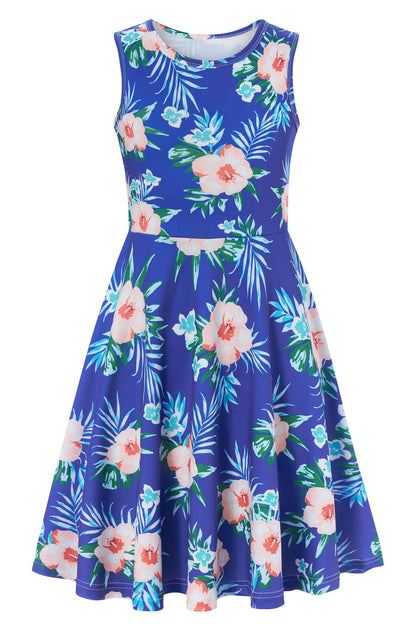 Ahegao Hawaiian Flower Girls Dress Lace 3D Flower Blue Pink Green Size 10