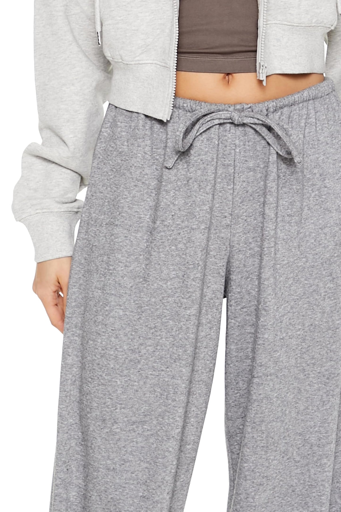 Forever 21 Ribbed Knit High-Rise Pants Dark Grey Size M
