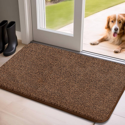 Mibao Front Door Mat Non-Slip Waterproof TPR Backing 31.5x47 Dark Brown