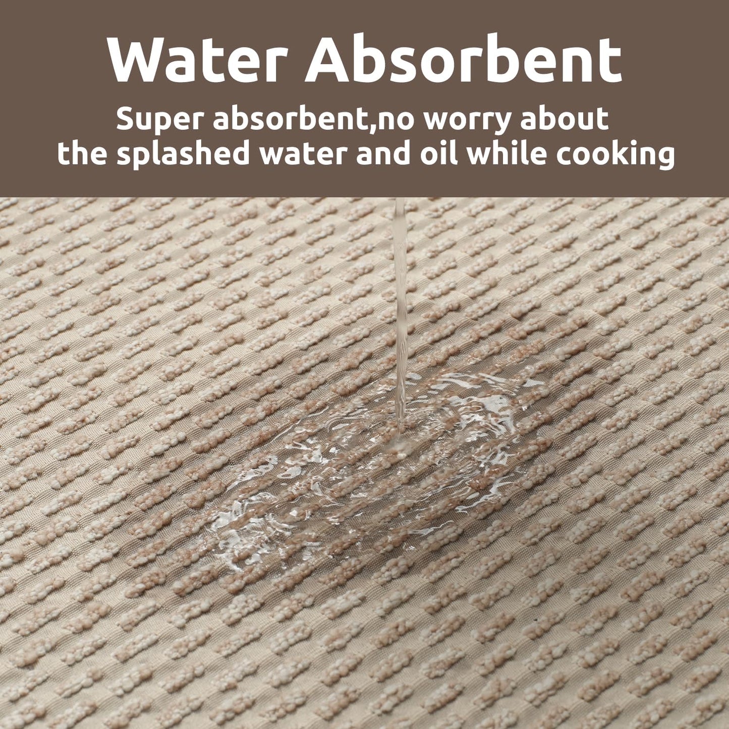 AMOAMI Kitchen Runner Rug 20x70 Non Slip Washable Absorbent Light Tan