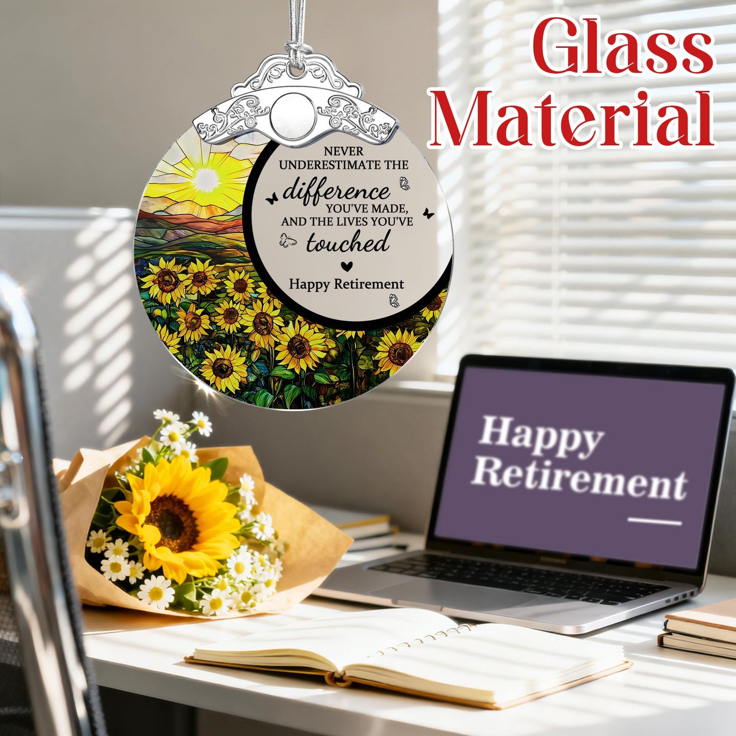 Jocidea Retirement Gifts Stained Glass Christmas Ornament Design E