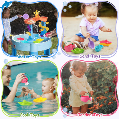 Fajiabao Toddler Bath Toys 6 PCS Colorful Stacking Boat Water Table