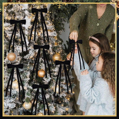 Simgoing Black Velvet Bows Christmas Ornaments 12 Pcs 10x4.5 Inch Rustic