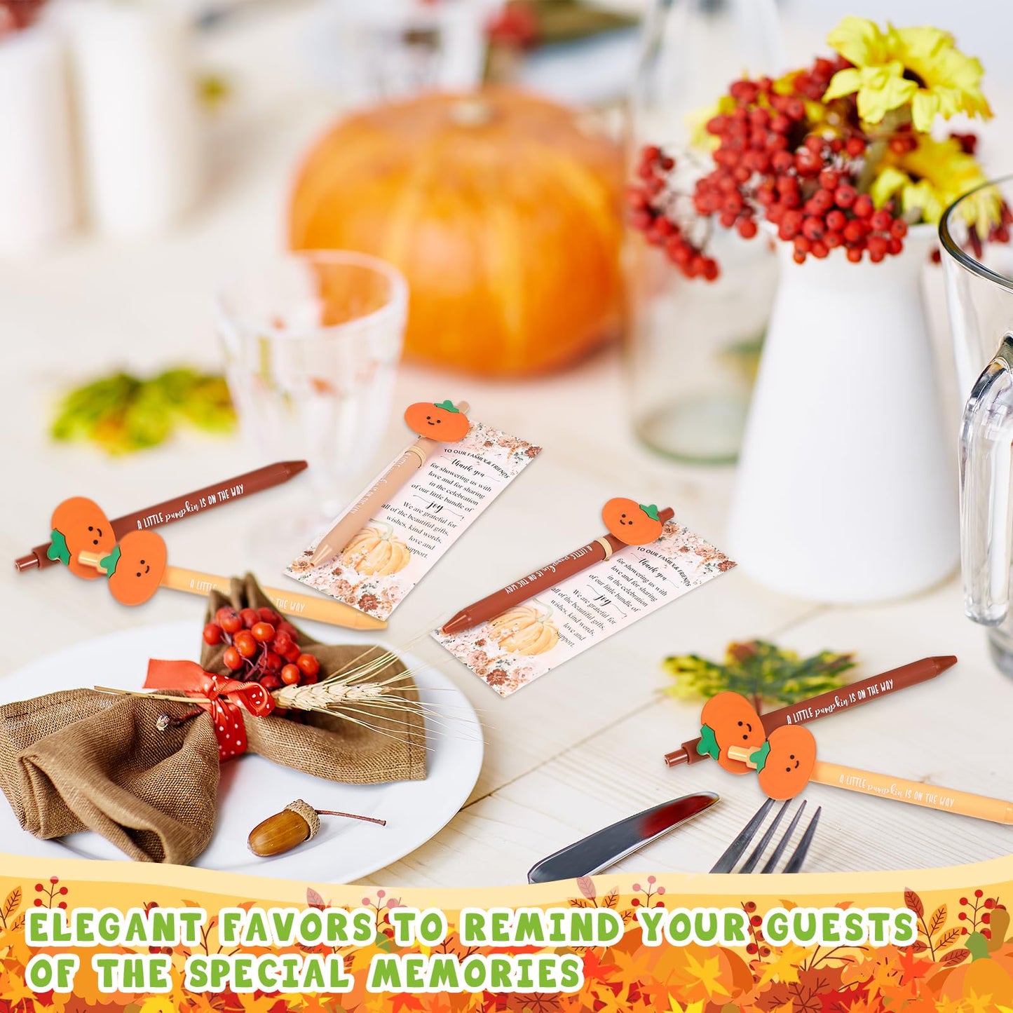 Watersay 18 Sets Thanksgiving Pumpkin Baby Shower Favors Fall Ballpoint Pens
