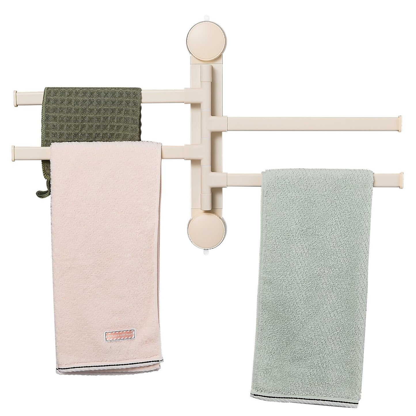 Zynuhmo 4-Arm Swivel Towel Rack 13.78in White Adjustable Suction Cup