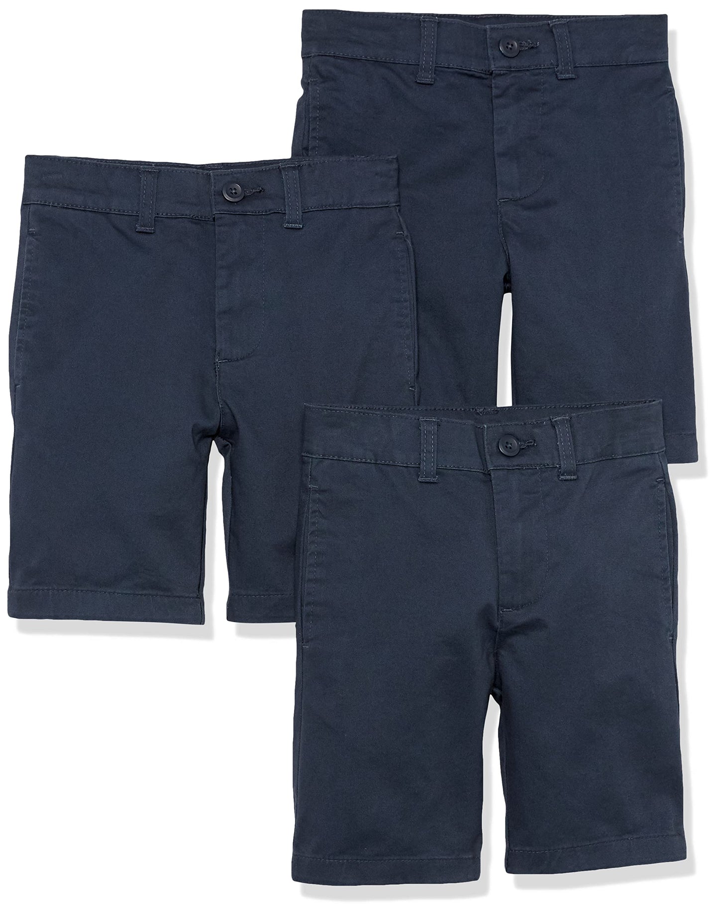 Amazon Essentials Big Boy Woven Flat-Front Shorts 3-Pack Navy Size 7H