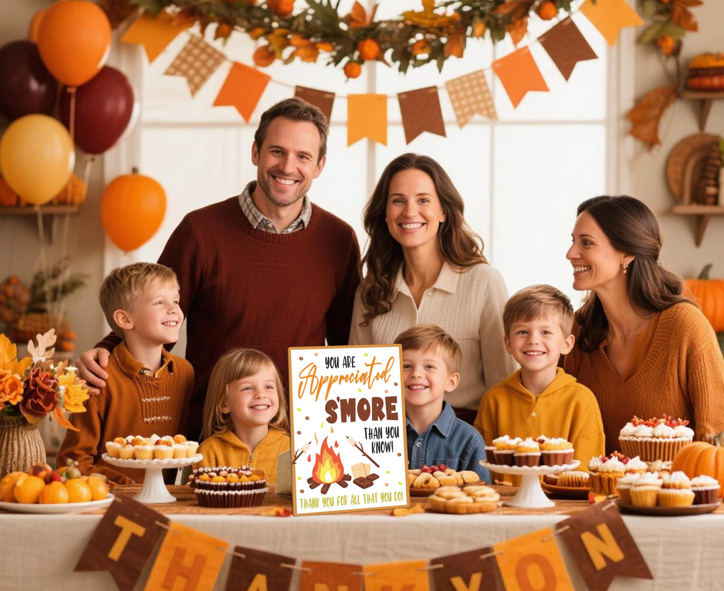Muruseni Appreciated Smore Fall Party Sign 8x11 Wooden with Stand