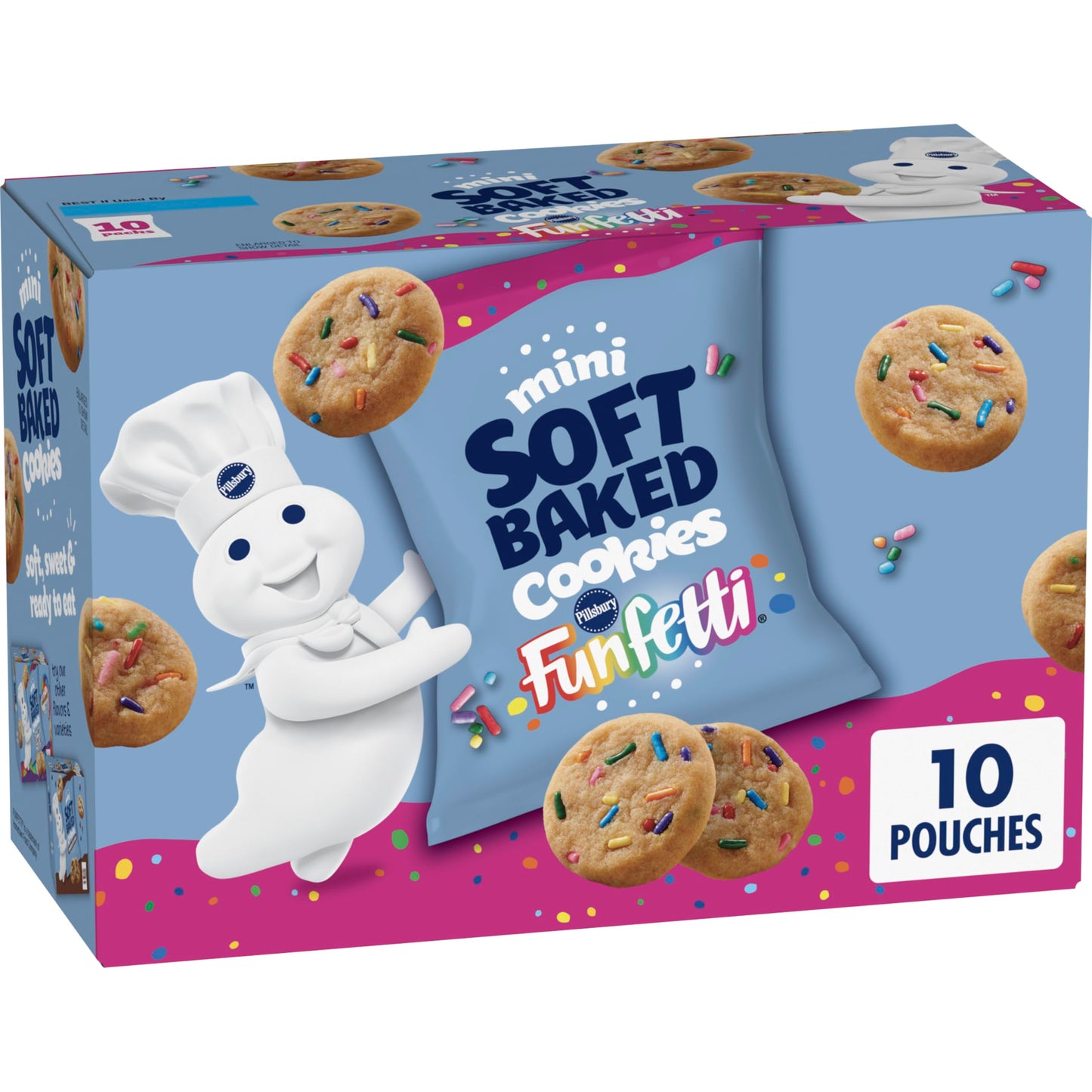 BestBy01/26 Pillsbury Mini Soft Baked Funfetti Cookies Snack Bags 10 Ct 10 oz
