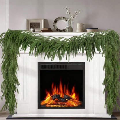 Christmas Norfolk Pine Garland Artificial Greenery Mantle Fireplace Decor 6FT
