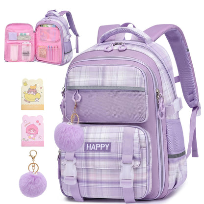 KEBEIXUAN Backpack Set 3PCS School Lunch Box Pencil Case Pink 11.81x7.87x17.32