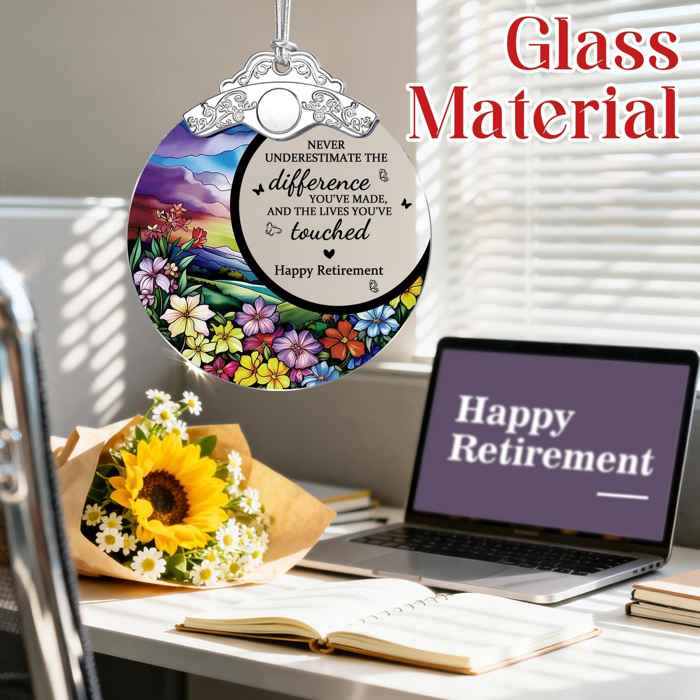 Jocidea Retirement Gifts Stained Glass Christmas Ornament Design A