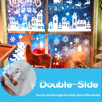 MISS FANTASY Christmas Window Clings 10 Sheets White Snow Scene Decorations
