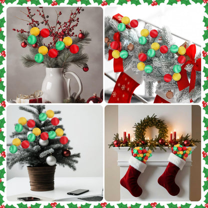 Suncalla Christmas Tree Ball Picks Satin Red Green Gold 7.9'' 12 Pcs