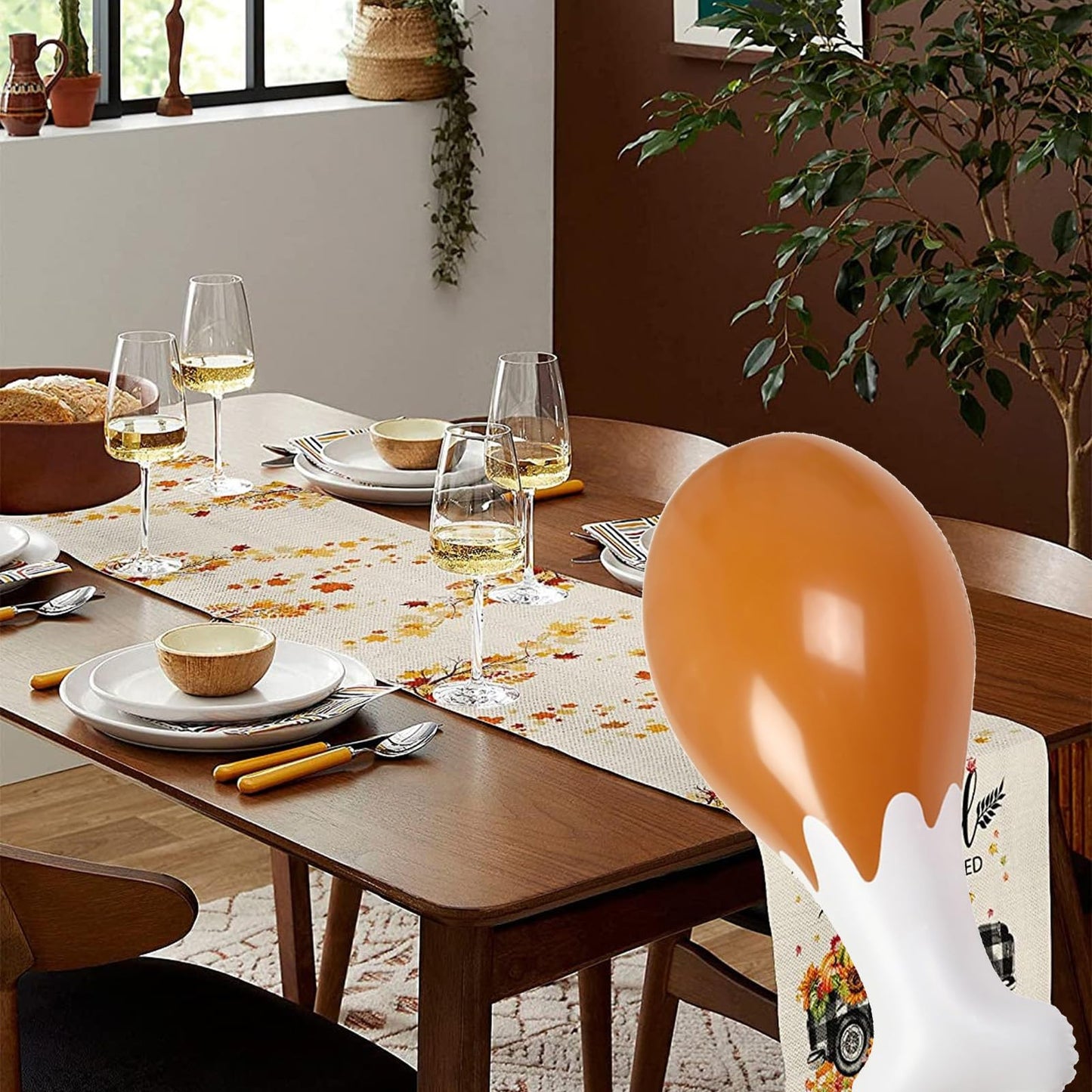 AIUPUOC Thanksgiving Turkey Leg Inflatable Balloon 24'' Orange 1Pc PVC