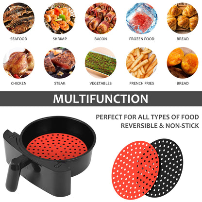 Viwehots Silicone Air Fryer Liners 8" Non Stick Reusable 4 Pack Mixed Colors