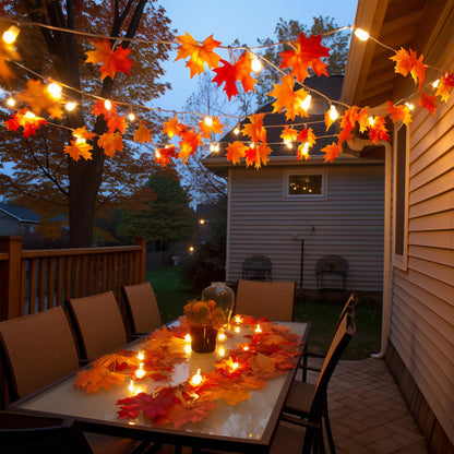 Feybxla 2 Pack Maple Leaf String Lights 20ft 60 LED Multicolor Waterproof