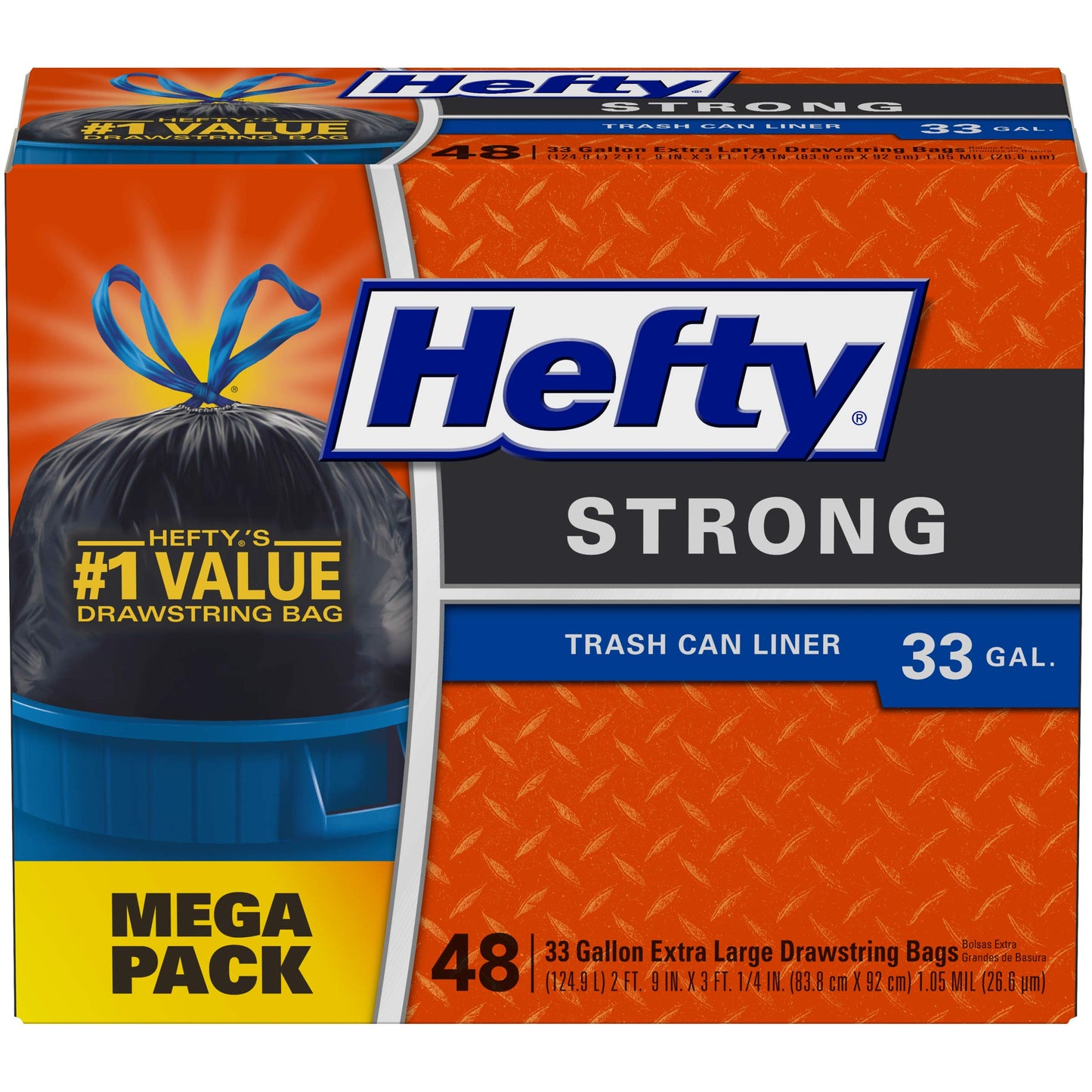 Hefty Strong Large Trash Bags 33 Gallon 48 Count Black Heavy Duty