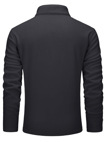 KEFITEVD Men's Quarter Zip Sweatshirt Thermal Fleece Pullover Black Size M