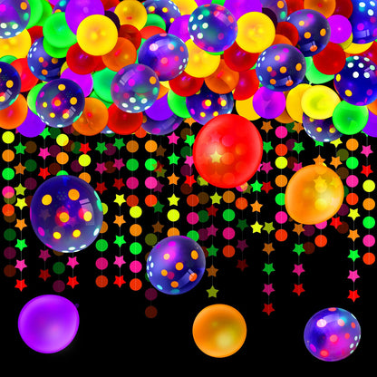 Sumind Halloween Neon Balloon Arch Kit 100 Pcs 53ft Glow Black Light Polka Dot