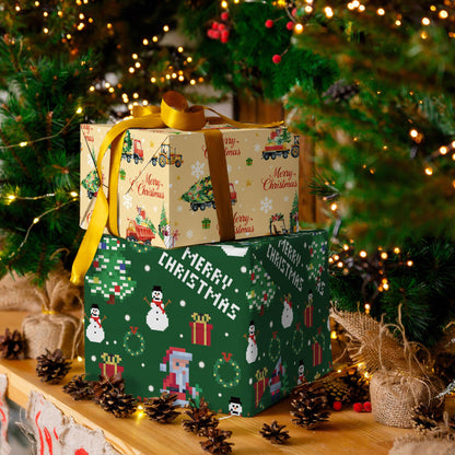 WRAPLULU Christmas Truck Wrapping Paper 4 Jumbo Sheets 28x40in Yellow