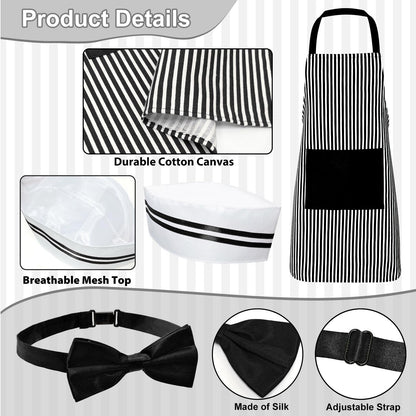 Generic 4pcs 1950s Hot Dog Vendor Halloween Costume Black Size Tall