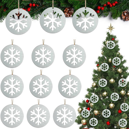 Shimeyao 12 Pcs Christmas Metal Snowflake Ornaments Hollow Disc Grey