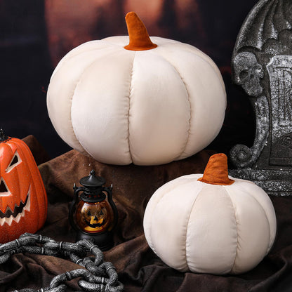 Yookeer 2 Pcs Velvet 3D Pumpkin Throw Pillows White 7''+11''