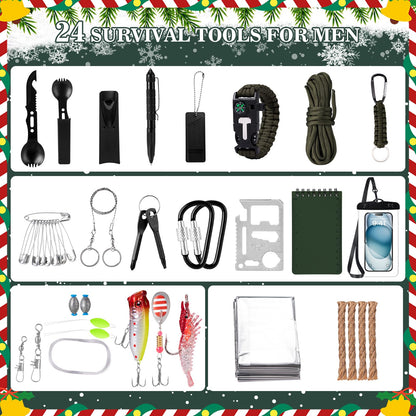 GiftSketch Survival Kit Advent Calendar 2025 24 Days Outdoor Camping Black