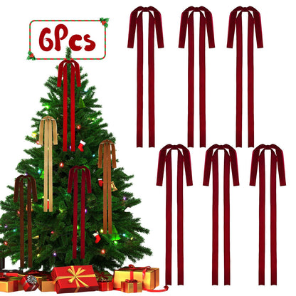 Rokkibom 6 PCS Large Burgundy Velvet Ribbon Bows 23.5x15.5 Inch Christmas