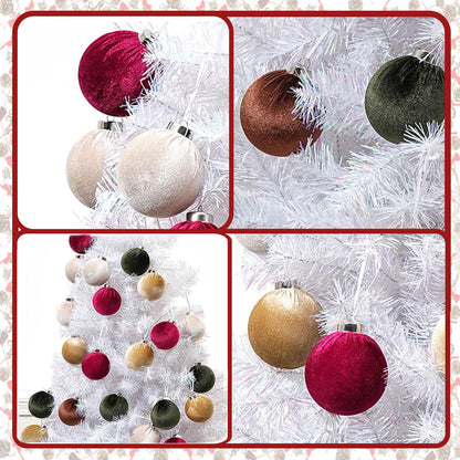 Choonshow Velvet Christmas Ball Ornaments 16 Pack 3.15" Brown Green