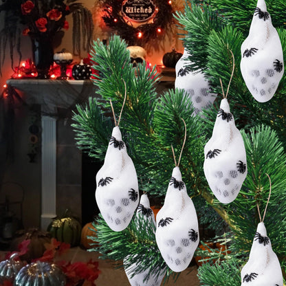 Watayo 12 Pcs Mini Halloween Skull Decorations 4x1.5in White Gauze Wrapped