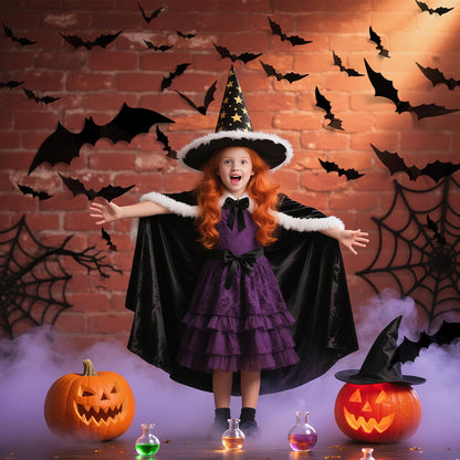 PFAMKEER Halloween Bat Stickers 120pcs 3D Black PVC Various Sizes