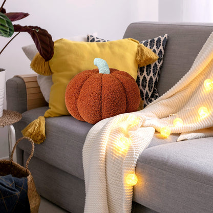 Queekay 2 Pc Pumpkin Plush Pillow 11x9.5in Brown Fall Thanksgiving Decor