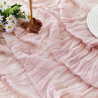 ZKPMJH 6PCS Dusty Pink Cheese Cloth Table Runner 35x120in Boho Gauze