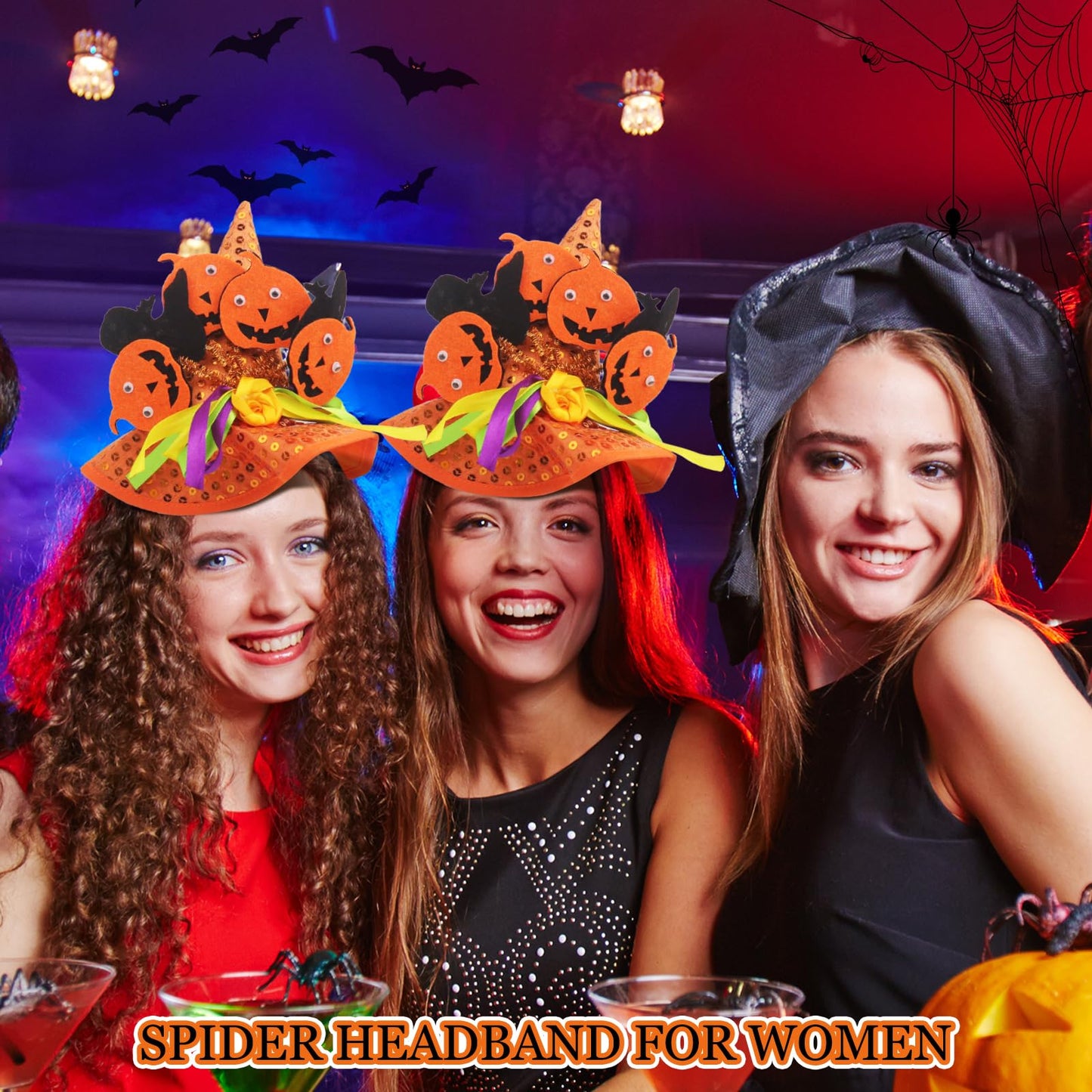 HyperFun Halloween Witch Hat Headband Orange Cartoon Womens Accessory