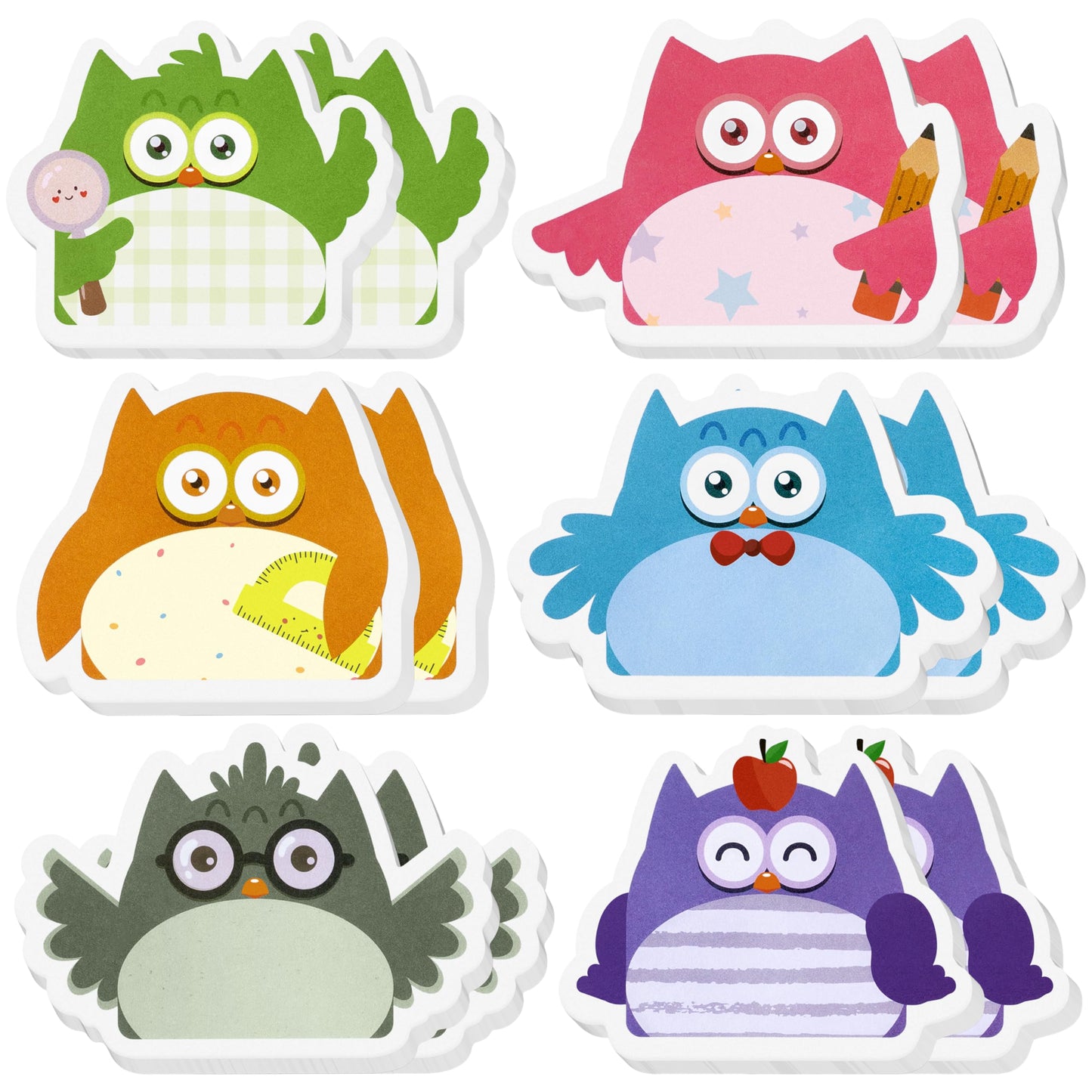 HoiSumma 12 Pcs Owl Sticky Notes Self-Adhesive Memo Pads 360 Sheets