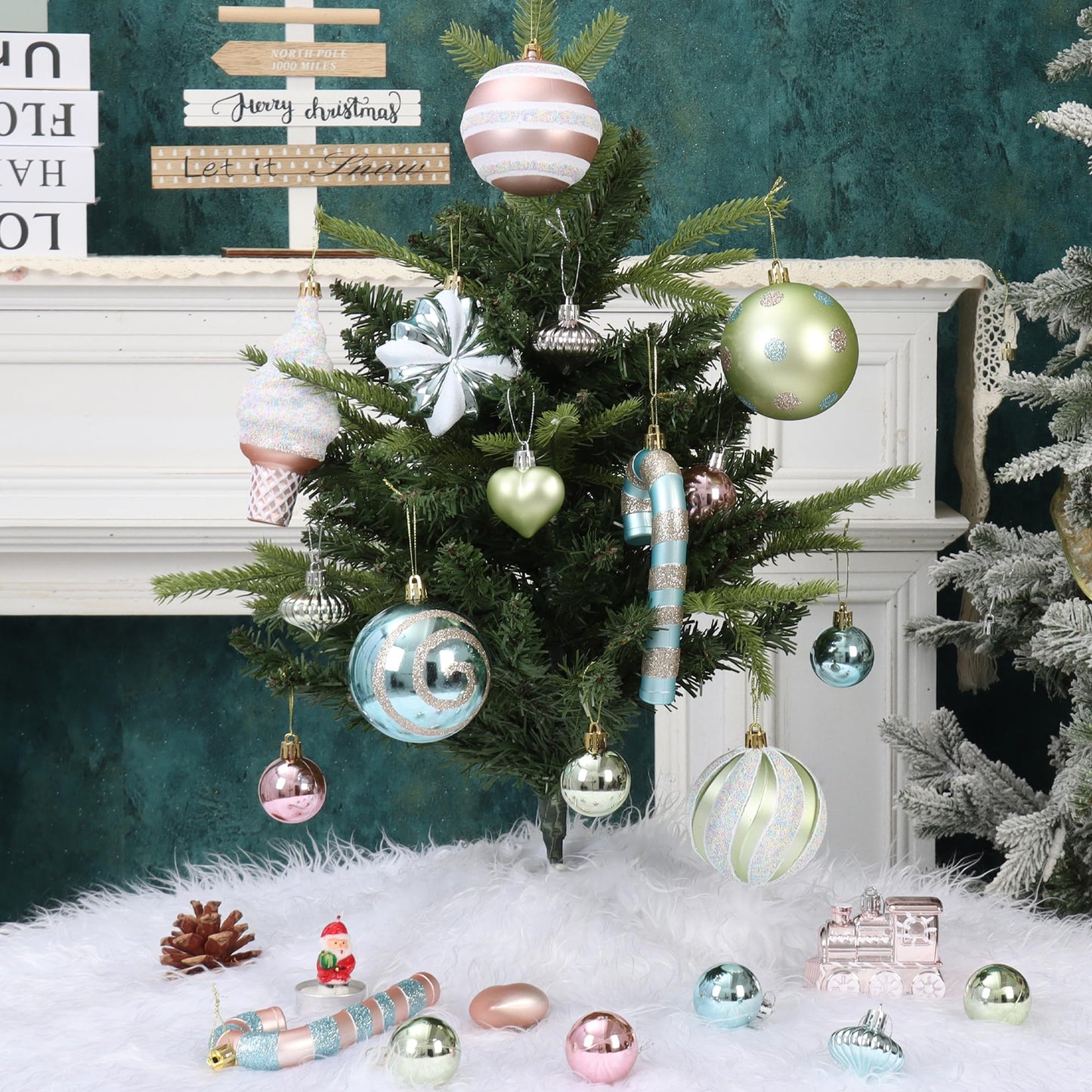 Forsylvanas Jewelry 47PCS Macaron Rose Gold Shatterproof Christmas Ornaments