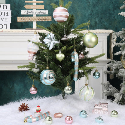 Forsylvanas Jewelry 47PCS Macaron Rose Gold Shatterproof Christmas Ornaments