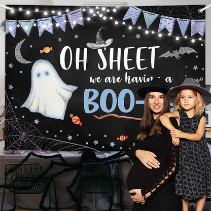 MEHOFOND Halloween Baby Shower Party Backdrop Purple Vinyl 7x5ft