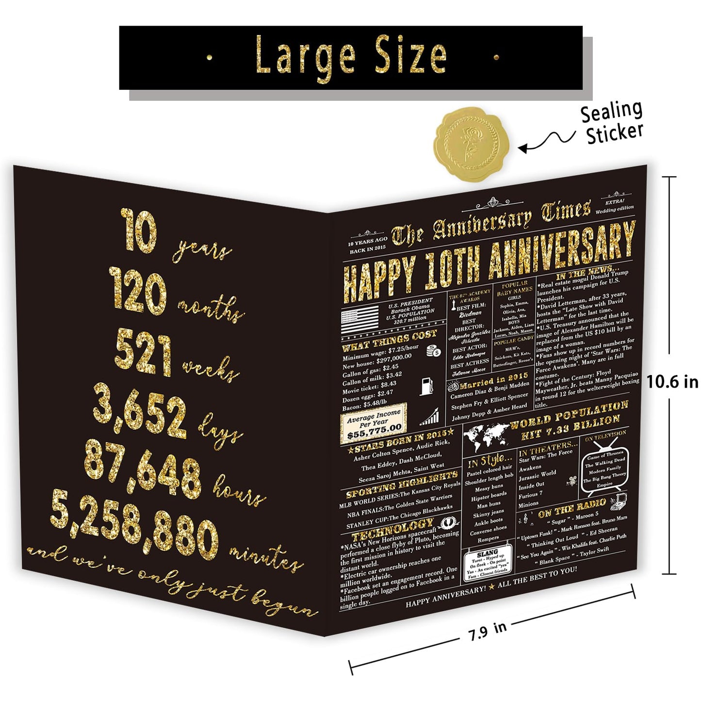 Londue 10 Year Anniversary Card for Him Her Romantic Tin Gift Couple