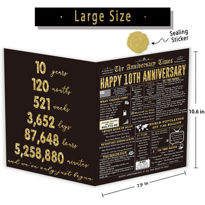 Londue 10 Year Anniversary Card for Him Her Romantic Tin Gift Couple