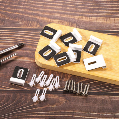 lasuroa 8pcs Heavy Duty White Metal Mirror Clips Holder Kit with Screws Pads