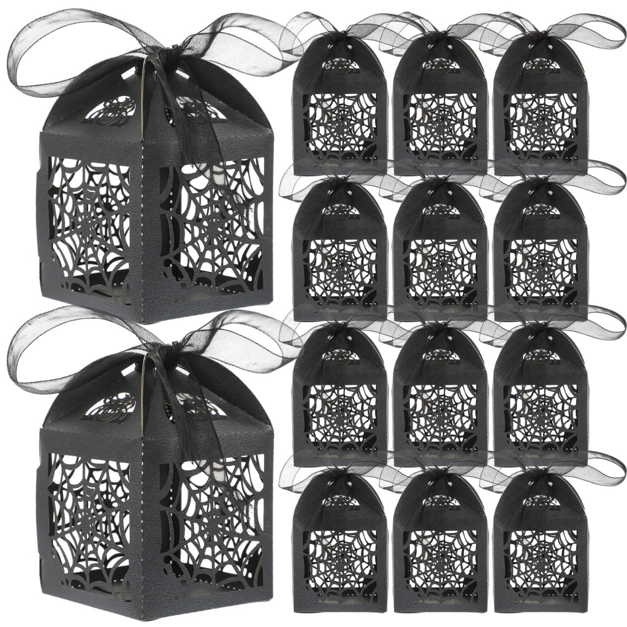 BESTOYARD Halloween Hollow Die-Cut Candy Boxes Black 8.27x4.53in 50pcs