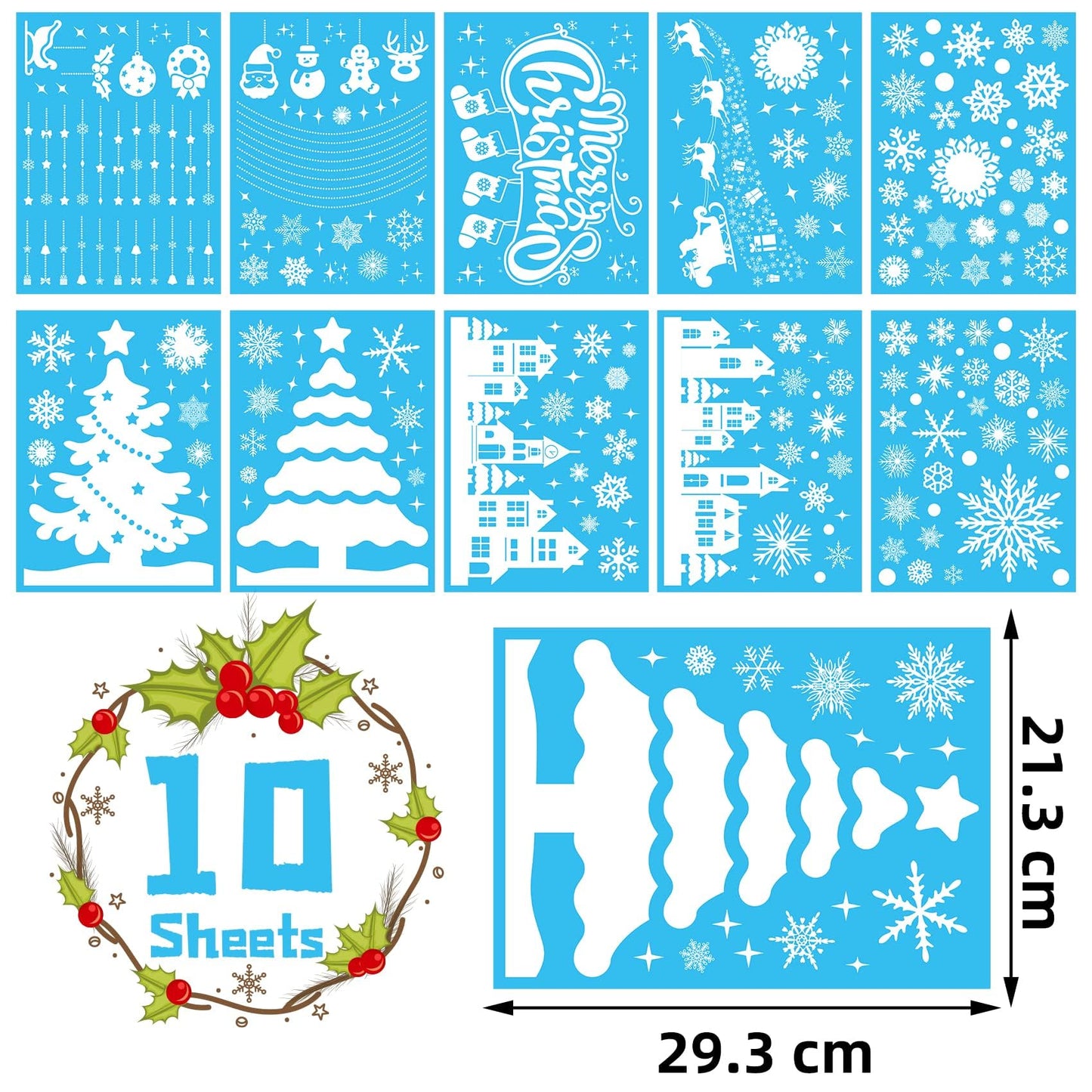 MISS FANTASY Christmas Window Clings 10 Sheets White Snow Scene Decorations