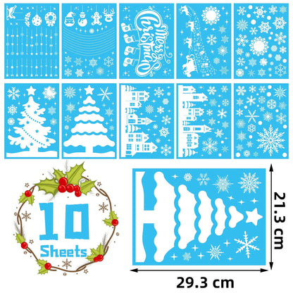 MISS FANTASY Christmas Window Clings 10 Sheets White Snow Scene Decorations