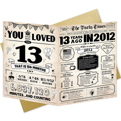 ZUDBBDSD 13th Birthday Card Boys Girls Party Decorations Retro Variety Pack