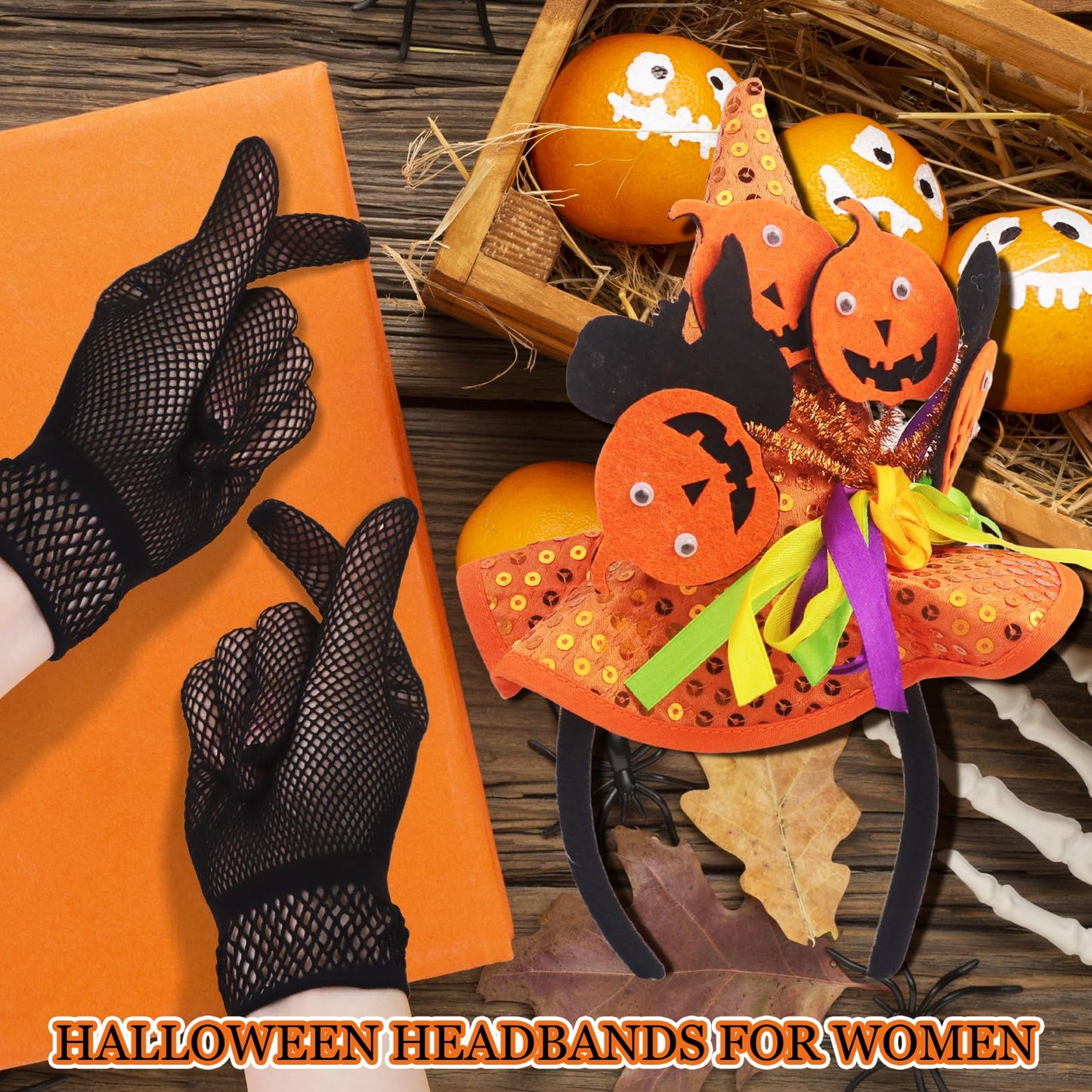 HyperFun Halloween Witch Hat Headband Orange Cartoon Womens Accessory
