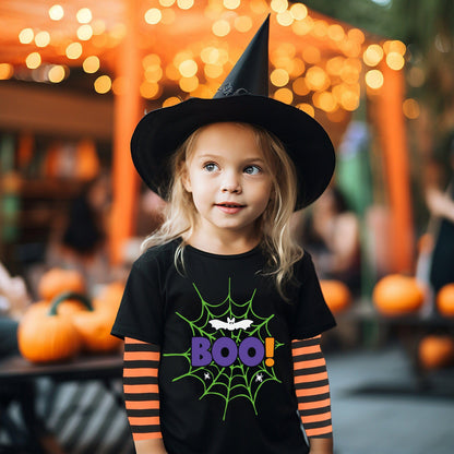 XFSJGNA Toddler Halloween Raglan Long Sleeve Shirt Boo Bat Black Size 5T