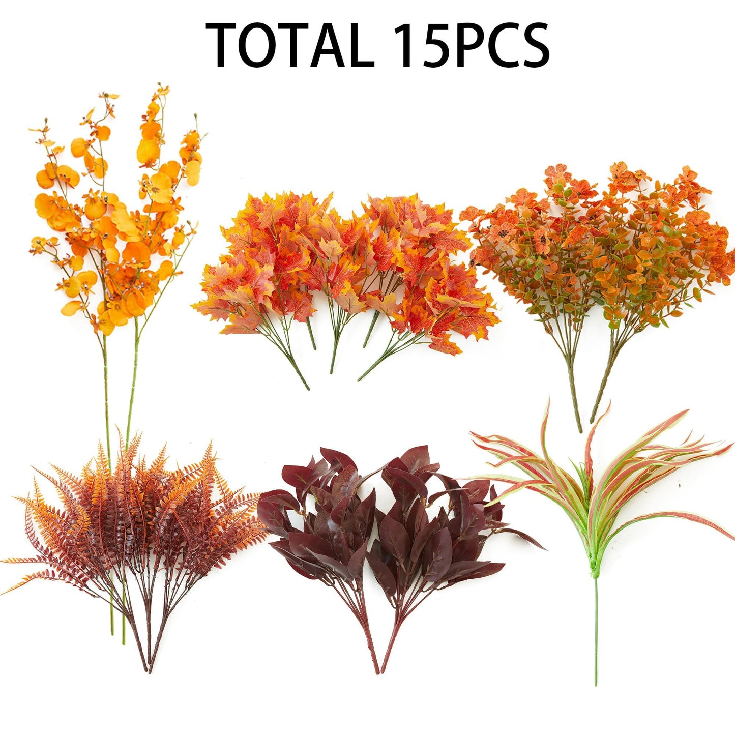 PARTY JOY 15 Bunches Artificial Fall Orchid Flowers 10x5x5in Autumn Decor